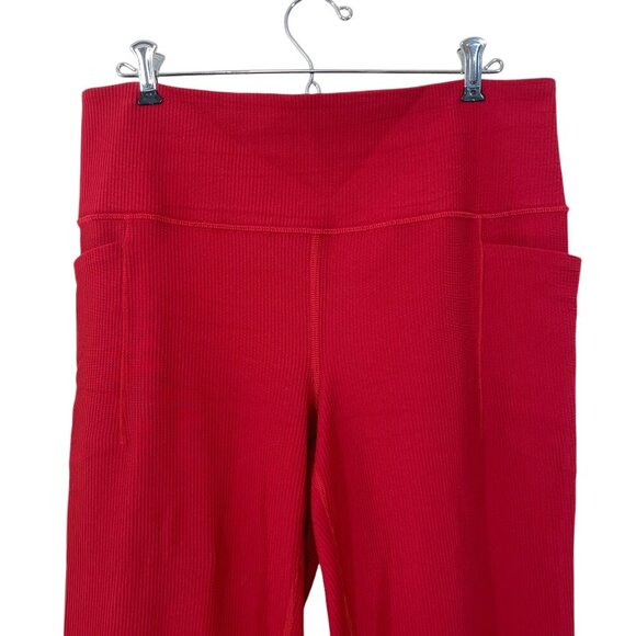 ATHLETA Salutation Stash Rib Flare Pants  Side Pockets Red Size XL Yoga Active - Picture 3 of 6